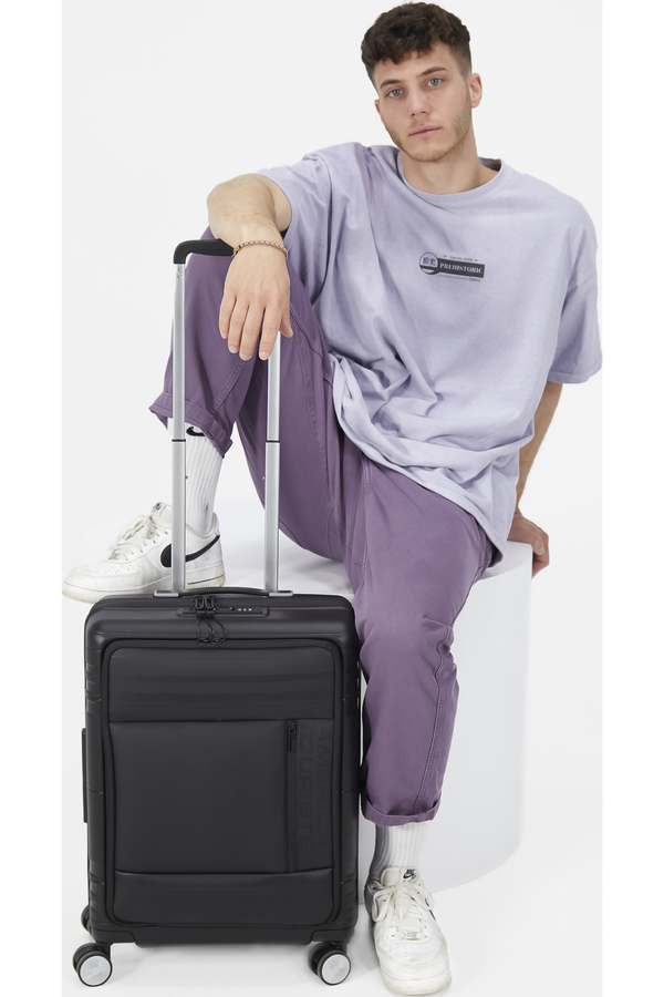 American Tourister Hello Cabin Spinner TSA Coated 55cm  Onyx Black American Tourister Hello Cabin Spinner TSA Coated 55cm  Onyx Black