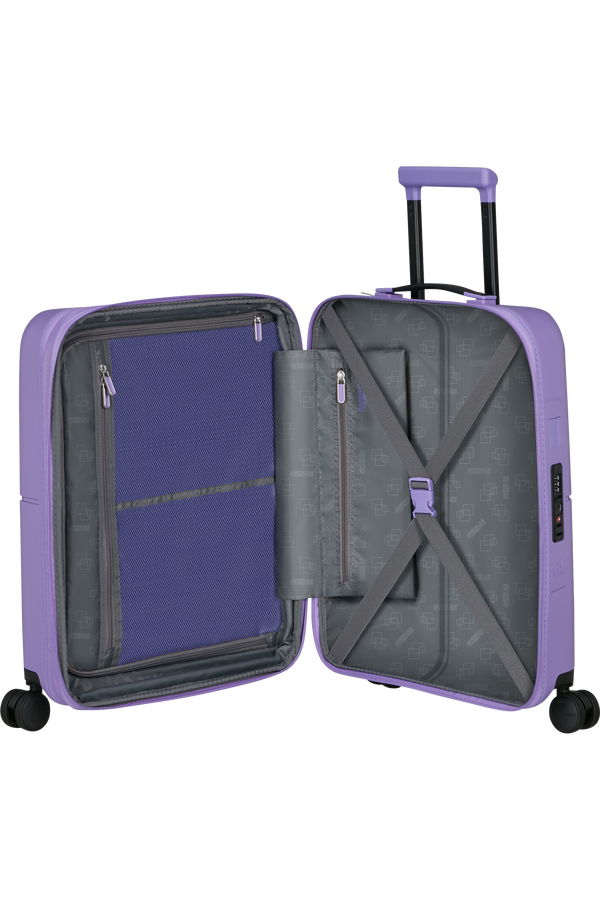 American Tourister DashPop Spinner Expandable TSA 55cm Violet Purple American Tourister DashPop Spinner Expandable TSA 55cm Violet Purple